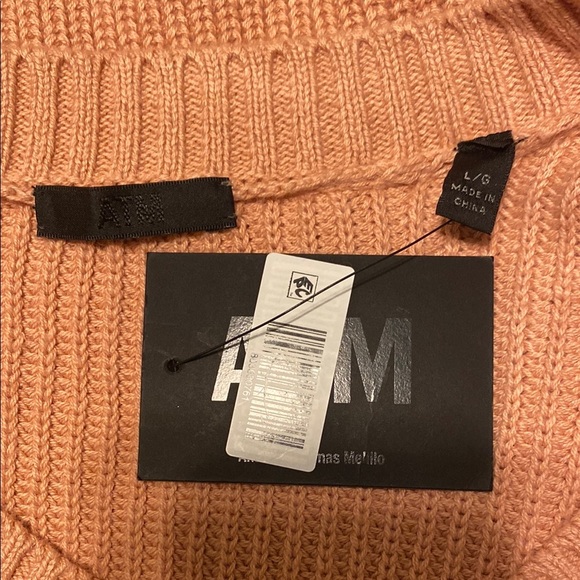 ATM Anthony Thomas Melillo Sweater V-Neck Relaxed Cashmere Cotton Peach Large - Picture 7 of 10